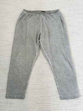 GRIZAS Women's XXXL Gray Linen Blend Pull On Pant Cropped Lagenlook Plus Size